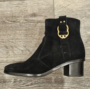 TORY BURCH Black & Gold Marsden Ankle Booties Sz 7